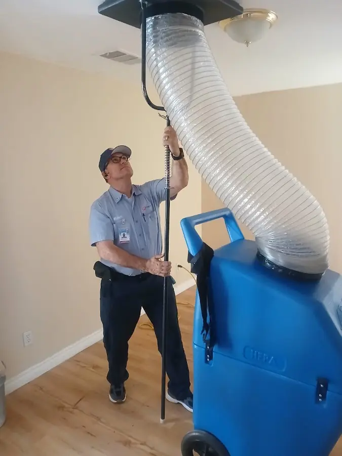 Mini Split Installation technician using HEPA equipment in Chino
